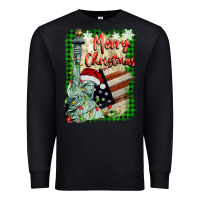 Black merry christmas  statue of liberty Premium Sweatshirt - BarkalooDesign