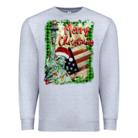 Heather Grey merry christmas  statue of liberty Premium Sweatshirt - BarkalooDesign