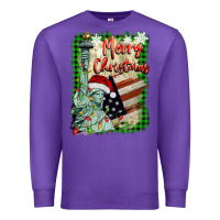 Purple merry christmas  statue of liberty Premium Sweatshirt - BarkalooDesign