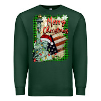 Sports Green merry christmas  statue of liberty Premium Sweatshirt - BarkalooDesign