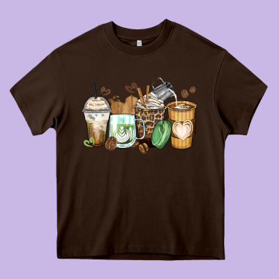 Latte Coffee Cups Heavy Core Tee Designed By Zillion Design Studio