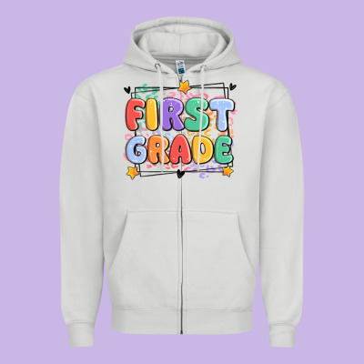 First Grade Zipper Hoodie Designed By Maliassmallbusiness