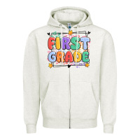 Oatmeal Heather first grade Zipper Hoodie - MaliasSmallBusiness