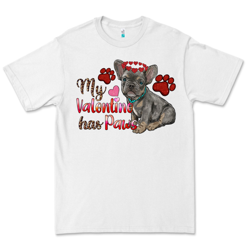 My Valentine Has Paws French Bulldog Premium Tee by RanaPortraitStore | Teevron