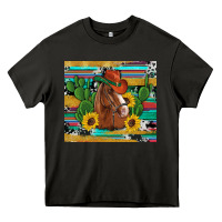 Asphalt western horse cowboy hat cactus sunflowers glitter cowhide serape turq Heavy Core Tee - Artiststas