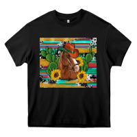 Black western horse cowboy hat cactus sunflowers glitter cowhide serape turq Heavy Core Tee - Artiststas