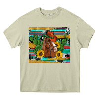 Mossy western horse cowboy hat cactus sunflowers glitter cowhide serape turq Heavy Core Tee - Artiststas
