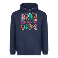 Navy pray through the chaos Heavyweight Hoodie - Artiststas