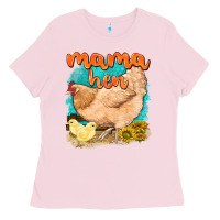 Bubblegum Pink mama hen with sunflowers Ladies Tee - texasbilliewilder