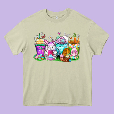Easter Coffee Cups Heavy Core Tee Designed By Zillion Design Studio