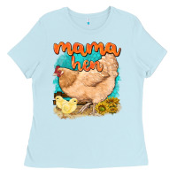 Baby Blue mama hen with sunflowers Ladies Tee - texasbilliewilder