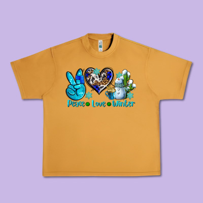 Peace Love Winter Ado Urban Heavy Tee Designed By Adodesignshop