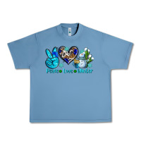 Pebble Blue peace love winter ado Urban Heavy Tee - AdoDesignShop