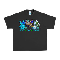 Pigment Black peace love winter ado Urban Heavy Tee - AdoDesignShop