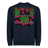 Navy mexican rose and cactus seamless pattern Heavyweight Sweatshirt - BundleAndBundleShop