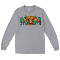 Heather Grey highland cow mom Long Sleeve Tee - Jasminsmagicworld