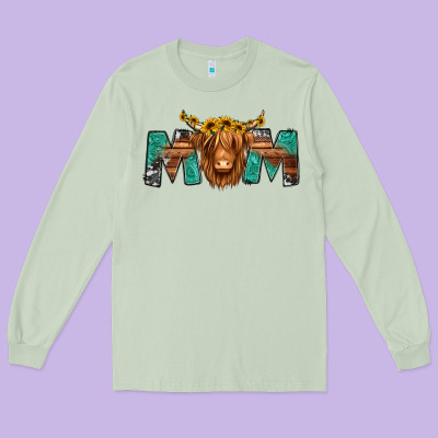 Highland Cow Mom Long Sleeve Tee Designed By Jasminsmagicworld