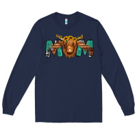 Navy highland cow mom Long Sleeve Tee - Jasminsmagicworld