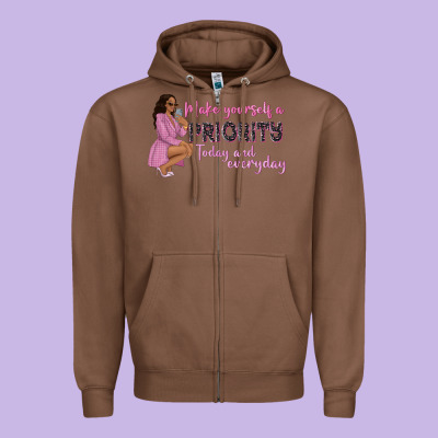 Make Yourself A Priority Today And Everyday Afro W Zipper Hoodie Designed By Nancycooperartshop