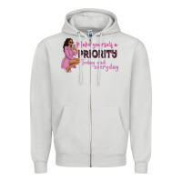 Dove Grey make yourself a priority today and everyday afro w Zipper Hoodie - NancyCooperArtShop