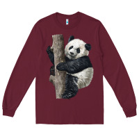 Burgundy Giant Panda Long Sleeve Tee - LillyAllenDesigns