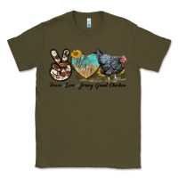 Army Green Peace Love Jersey Giant Chicken Classic Tee - LillyAllenDesigns