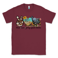 Burgundy Peace Love Jersey Giant Chicken Classic Tee - LillyAllenDesigns