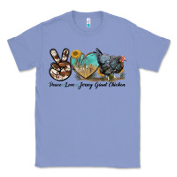 Colony Blue Peace Love Jersey Giant Chicken Classic Tee - LillyAllenDesigns