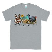 Heather Grey Peace Love Jersey Giant Chicken Classic Tee - LillyAllenDesigns