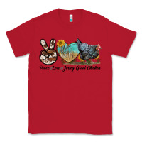 Red Peace Love Jersey Giant Chicken Classic Tee - LillyAllenDesigns