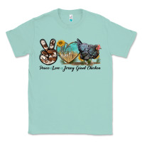 Seafoam Peace Love Jersey Giant Chicken Classic Tee - LillyAllenDesigns