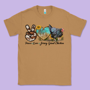 Peace Love Jersey Giant Chicken Classic Tee Designed By Lillyallendesigns