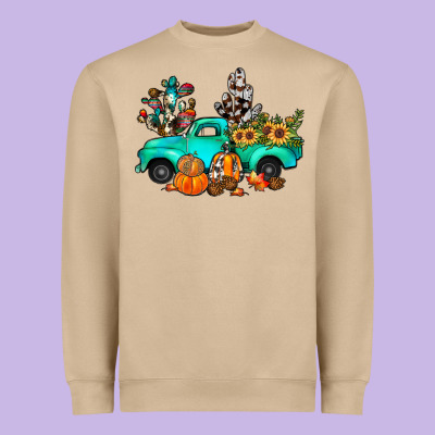 Cactus Pumpkin Truck Fall Heavyweight Sweatshirt Designed By Jahusdesignshop