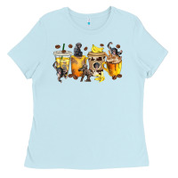 Baby Blue monkey coffee cups Ladies Tee - texasbilliewilder