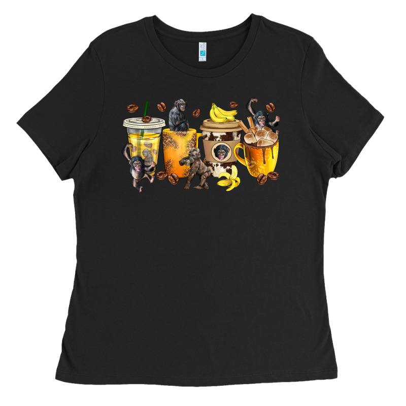 Monkey Coffee Cups Ladies Tee by texasbilliewilder | Teevron