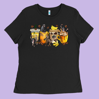 Monkey Coffee Cups Ladies Tee Designed By Texasbilliewilder