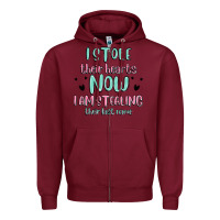 Burgundy i stole their hearts now i am stealing their last Zipper Hoodie - MaliasSmallBusiness