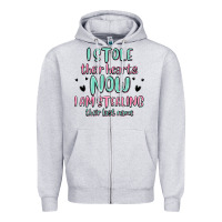 Heather Grey i stole their hearts now i am stealing their last Zipper Hoodie - MaliasSmallBusiness