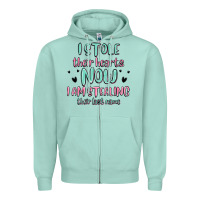 Seafoam i stole their hearts now i am stealing their last Zipper Hoodie - MaliasSmallBusiness