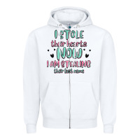 White i stole their hearts now i am stealing their last Zipper Hoodie - MaliasSmallBusiness