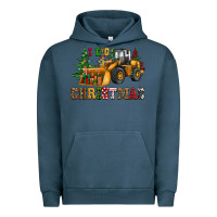 Pigment Midnight Navy i dig christmas bulldozer Urban Hoodie - CowGirlArtShop