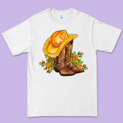 Yellow  Cowgirl And Roses Premium Tee Designed By Adodesignshop