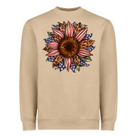 Usa Flag Camouflage Leopard Sunflower Heavyweight Sweatshirt | Teevron