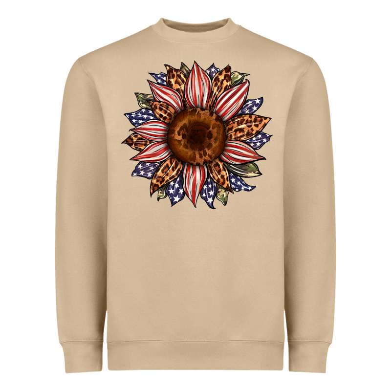 Usa Flag Camouflage Leopard Sunflower Heavyweight Sweatshirt by Artiststas | Teevron