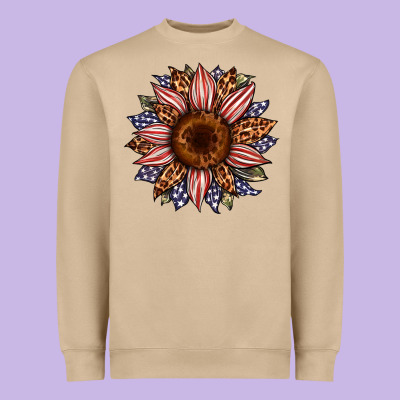 Usa Flag Camouflage Leopard Sunflower Heavyweight Sweatshirt Designed By Artiststas