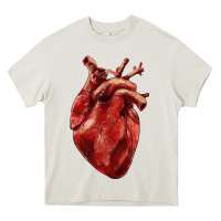 Cream Anatomical heart Heavy Core Tee - RanaPortraitStore