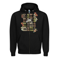 Black mama mama mama mama western flower Zipper Hoodie - NancyCooperArtShop