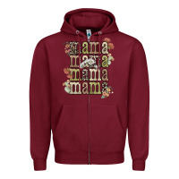 Burgundy mama mama mama mama western flower Zipper Hoodie - NancyCooperArtShop