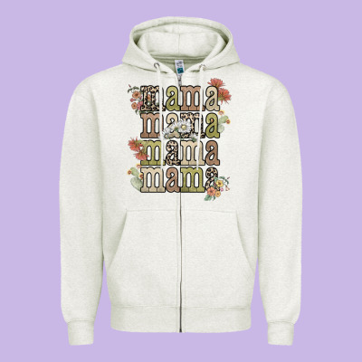 Mama Mama Mama Mama Western Flower Zipper Hoodie Designed By Nancycooperartshop