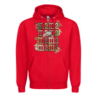 Red mama mama mama mama western flower Zipper Hoodie - NancyCooperArtShop